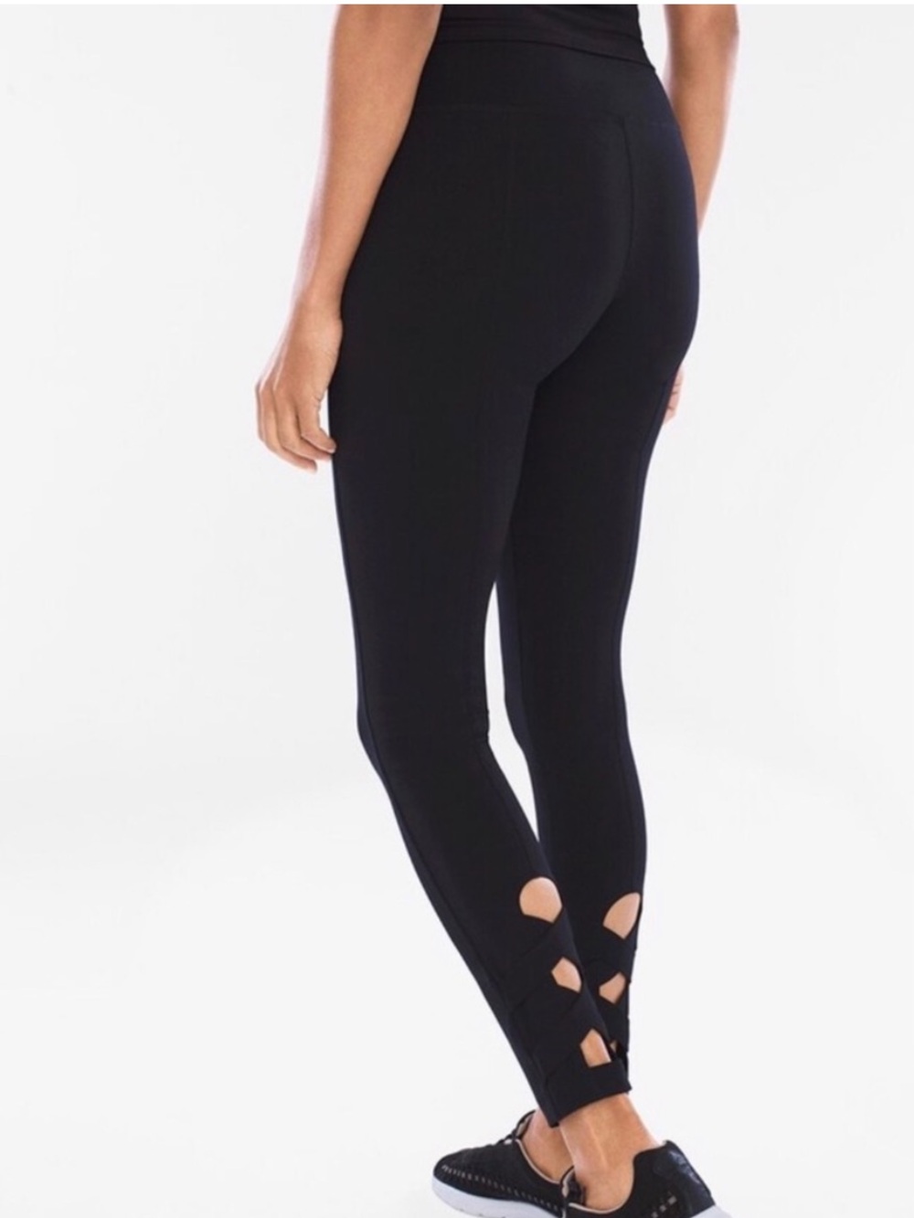 Chico's Zenergy Ribbon Back Leggings Crop Black Size 1